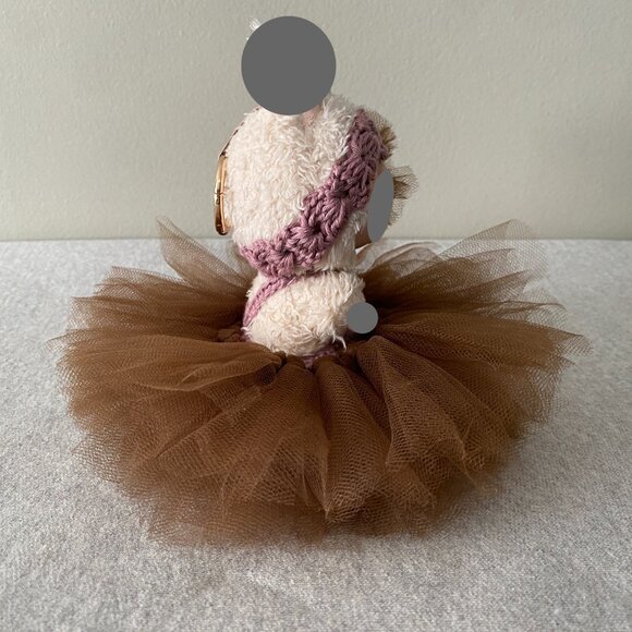 Handmade Crochet Brown Mauve Ballerina Princess Tutu for 17cm Doll 2-Piece Set - Picture 2 of 6